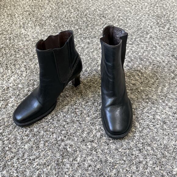 VTG Cole Haan Square Toe Heeled Ankle Boots Size 7.5 B Vibram Sole Brazil 90s - Picture 2 of 10